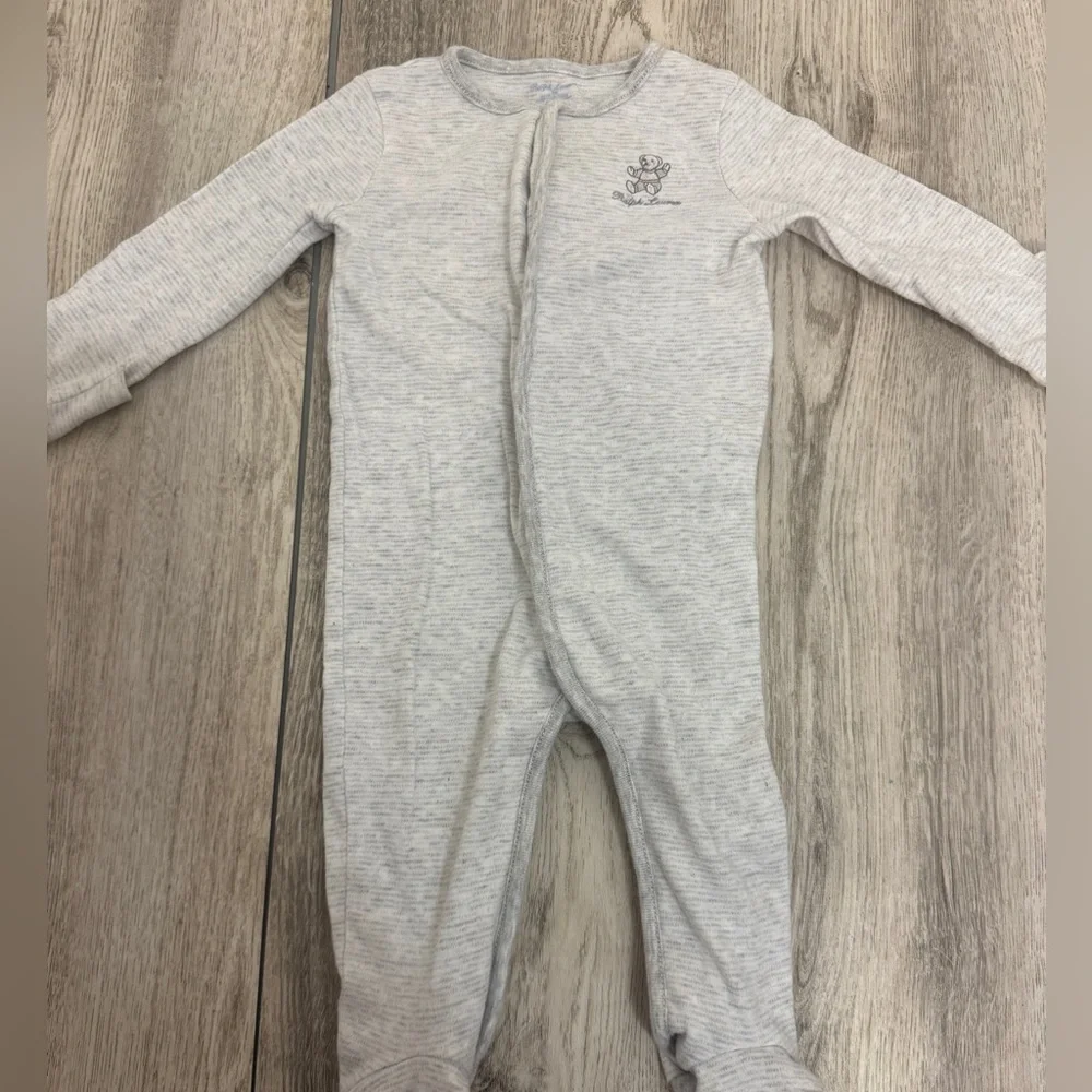 Ralph Lauren Gray and White Footies One Piece